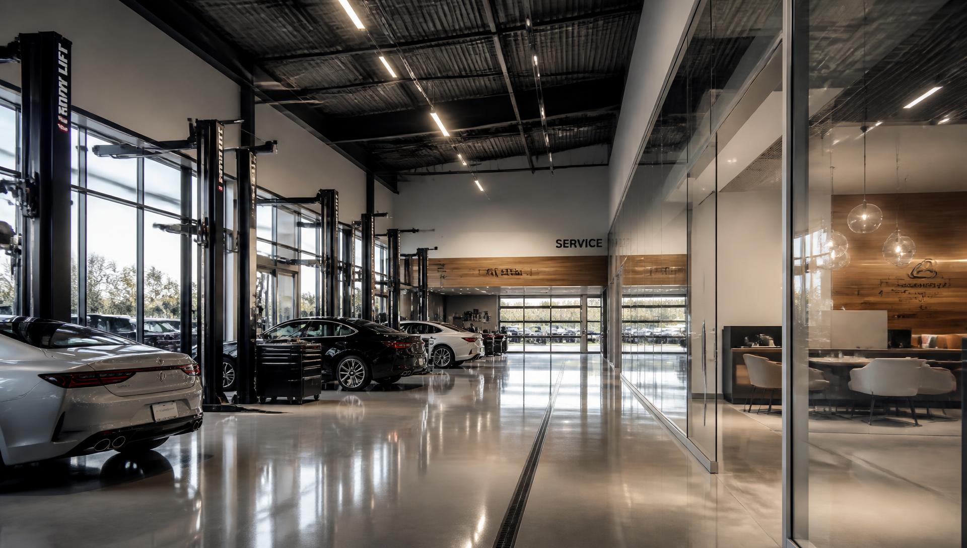 Modern dealership service facility interior
